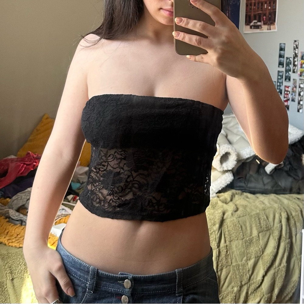 Black lace tube top
